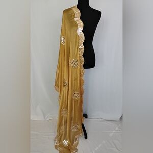 Elegant Gold and Silver Embellished Dupatta